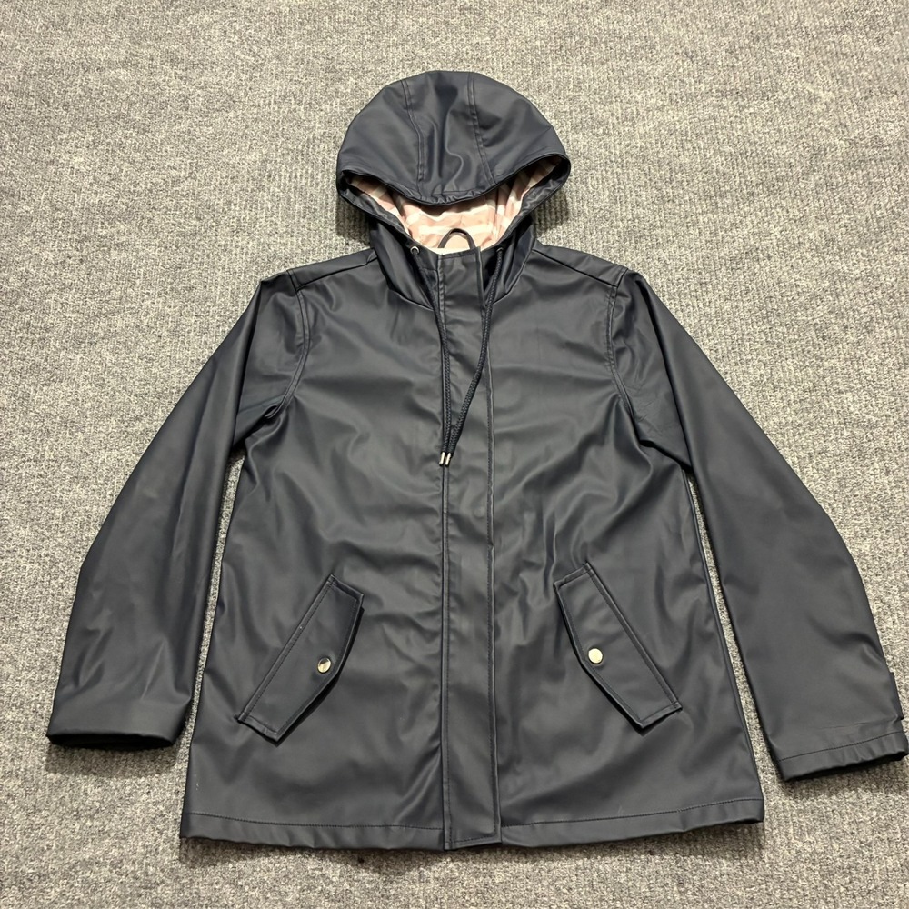Outdoor Collection Womens Rain Jacket‎ Size Medium Navy Hooded Waterproof Coat